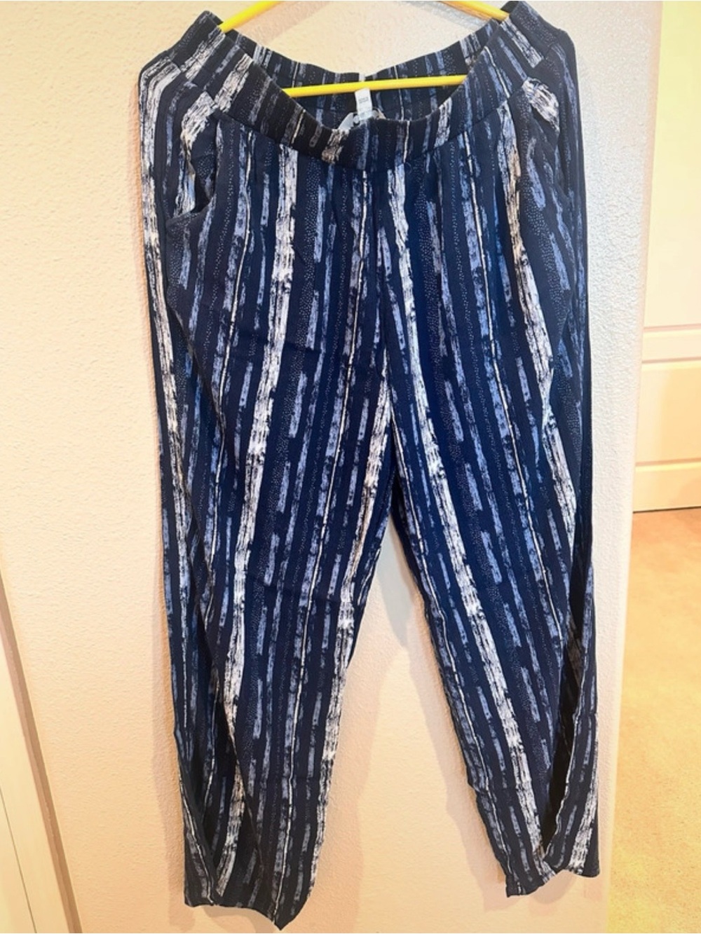 Navy and White Striped Jogger Pants